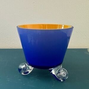 Vintage small footed crystal bowl tea light candle holder